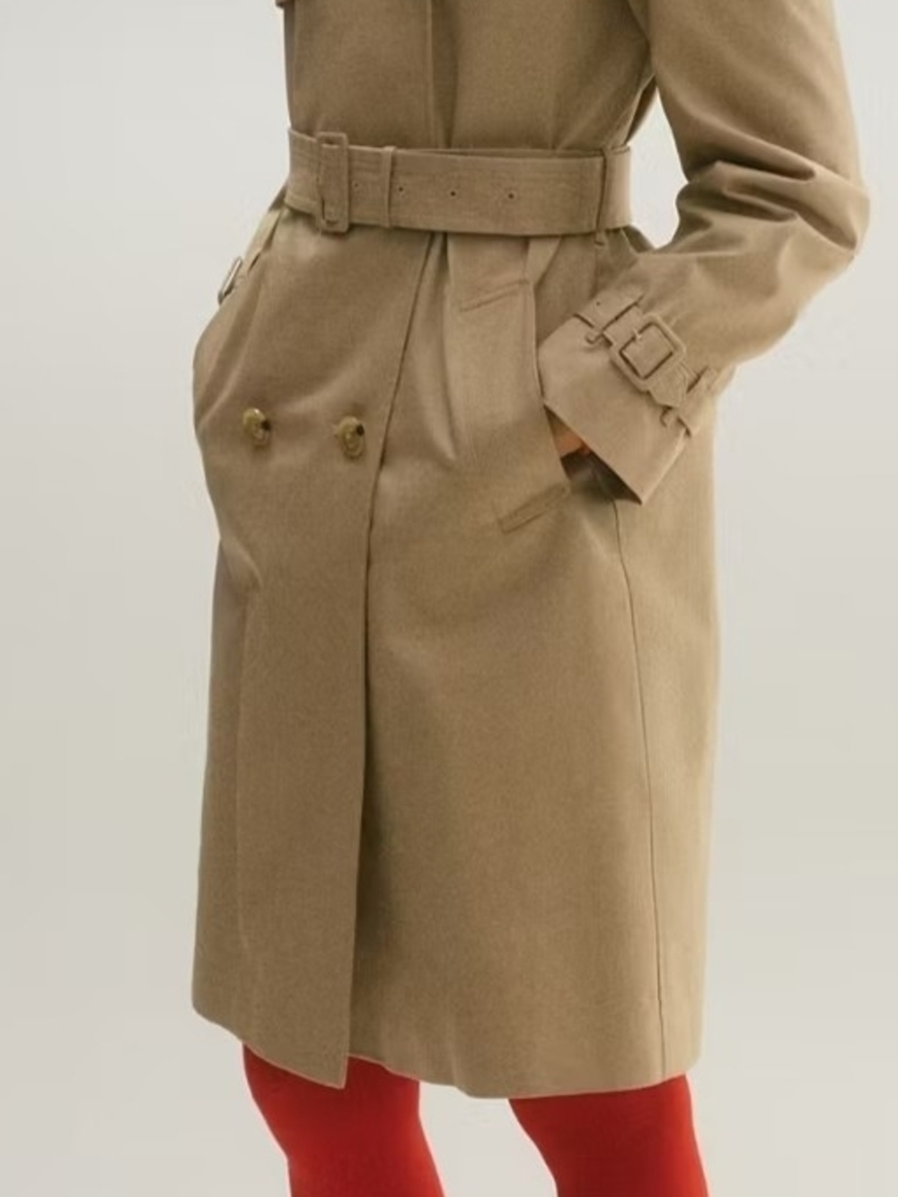 Mango Camel Trench Coat with Belted Waist
